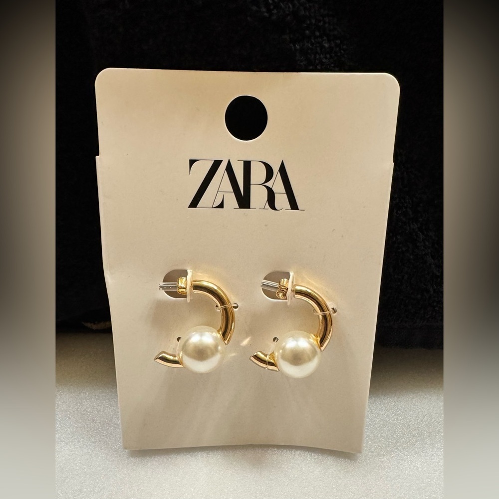 Zara Hoop & Pearl Earrings NWT